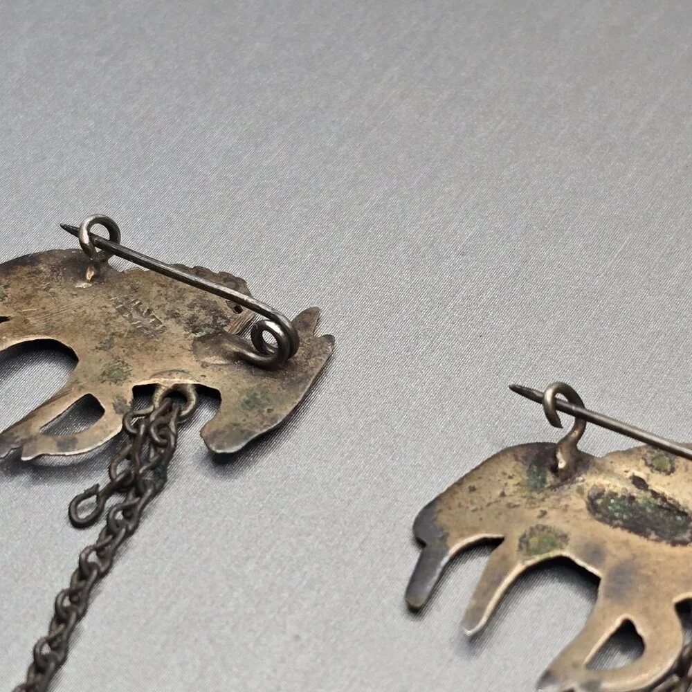 VTG Los Castillo Silver Donkey Brooch 3" Partial 2 Mule Pin Mexico - Picture 7 of 13